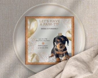 Dachshund Puppy themed party invitation/digital Canva download edit&print/instant Download/printable