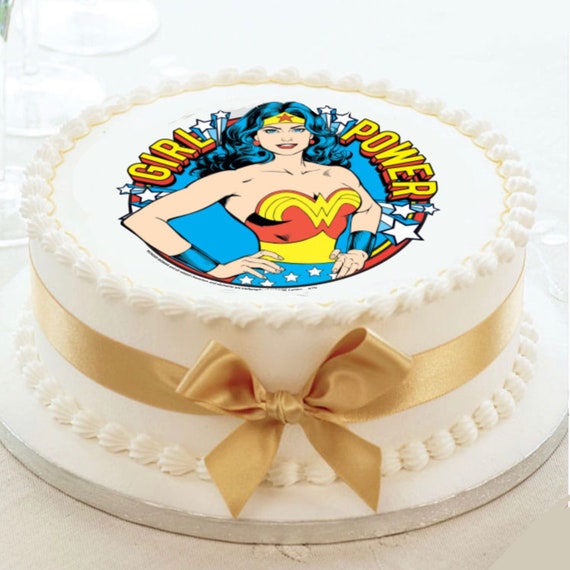 Wonder Woman Girl Power Cake Topper Edible Cake Topper For Etsy