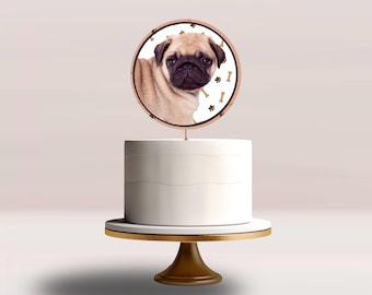 Pug Puppy Party Graphic: Cake/Cupcake Topper (Digital Download)