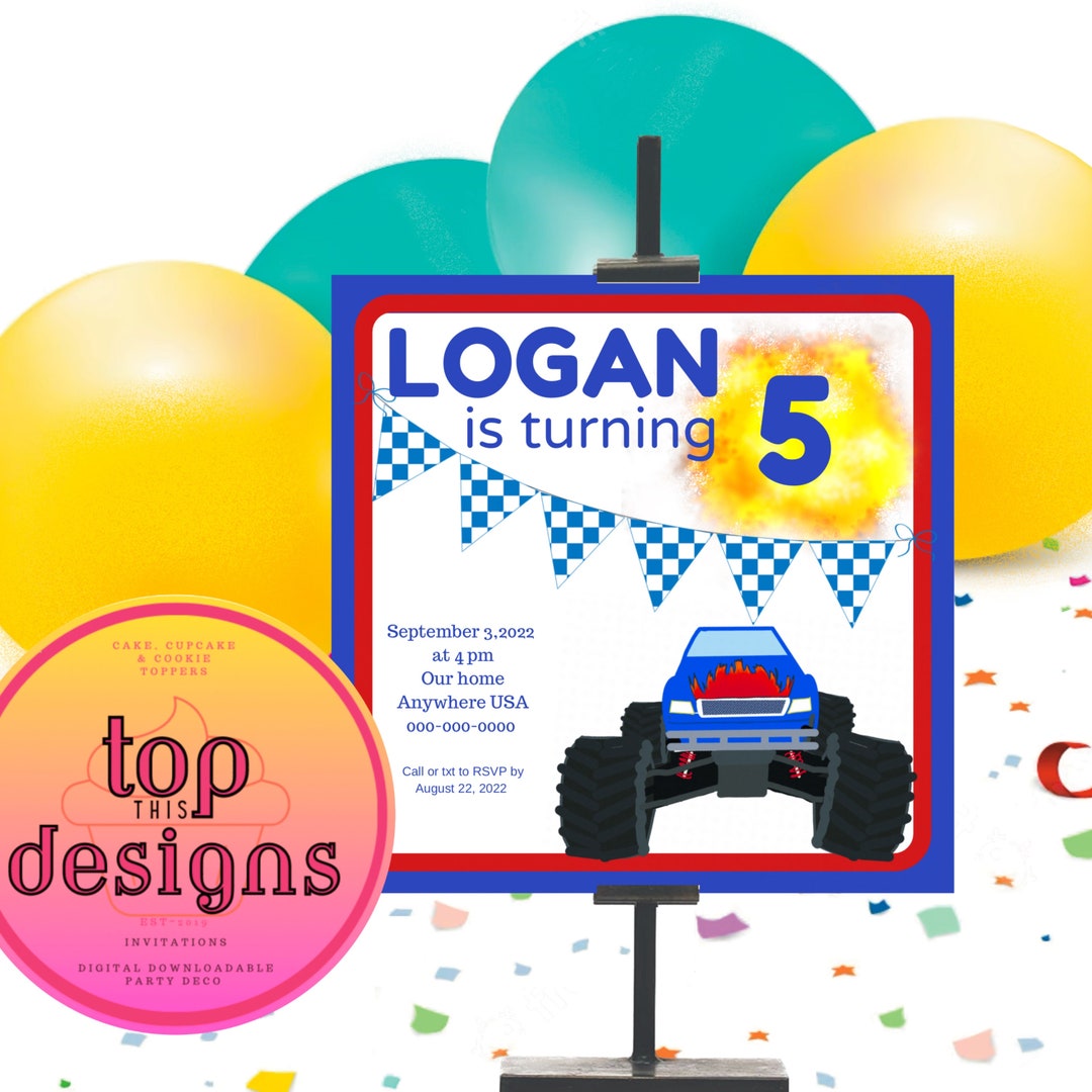 Printable Monster Trucks Party Invitation/printable/canva Editable/add ...