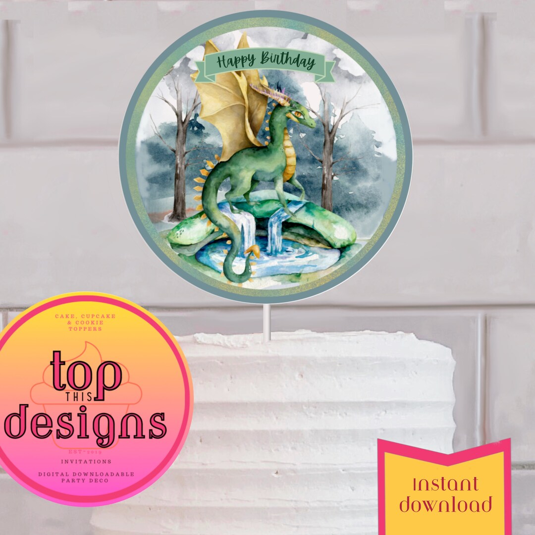 Printable Dragon Image for Cakes, Cupcakes, Centerpieces, Tshirt, Party ...