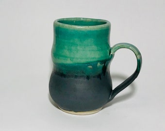 Handmade Ceramic Turquoise and Gray Mug