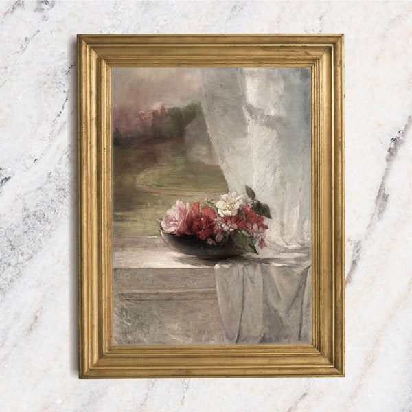 Floral Still Life Painting, Unframed Oil Painting Print, Vintage Still Life Original, Small Flower Oil Painting, Bouquet Oil Painting