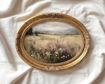 Mountain Wildflower Landscape Oil Painting Print, Cottage Core (Unframed)