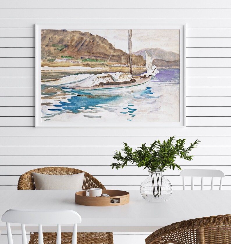 Printable Wall Art Coastal Watercolor Sailboat Print - Etsy