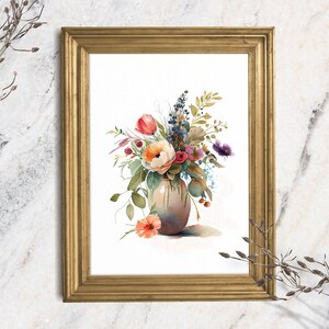 Impression d'art fleurs sauvages, peinture florale, impression peinture aquarelle originale, nature morte de fleurs, art mural floral ferme, cadeau d'art