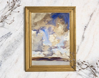 Wolken Landschaft Kunstdruck, Original Aquarell Malerei, Fine Art Print, neutrale Wolke Studie Malerei, minimalistische Wand-Dekor, Regal Kunst Geschenk