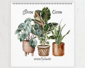 Houseplant 2024 Wall Calendar, Plant Lover Gift, Green Queen Wall Art