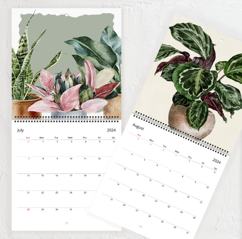 Houseplant 2024 Wall Calendar, Plant Lover Gift, Green Queen Wall Art