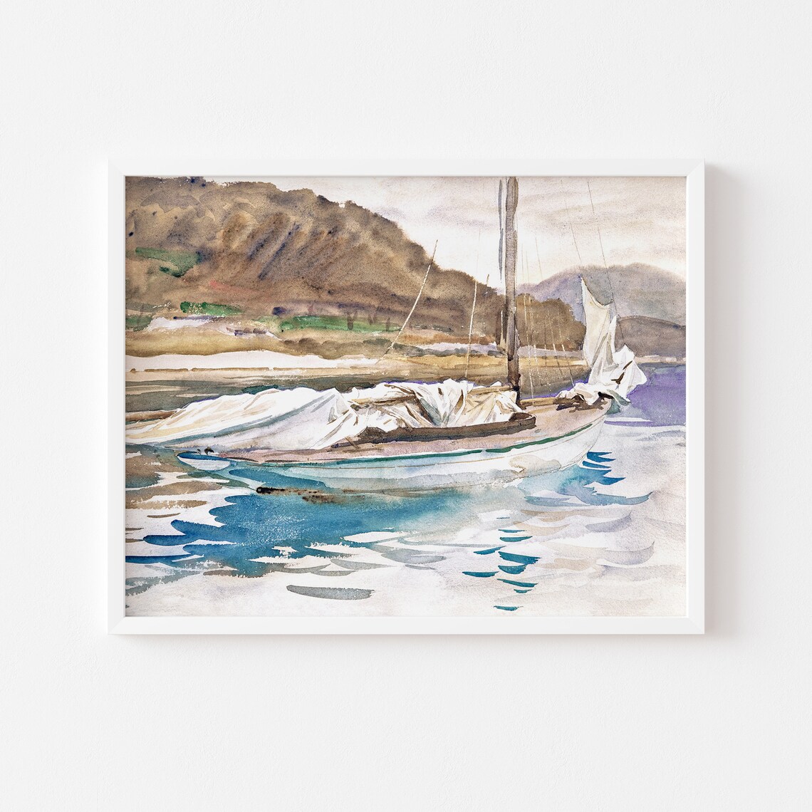 Printable Wall Art Coastal Watercolor Sailboat Print - Etsy