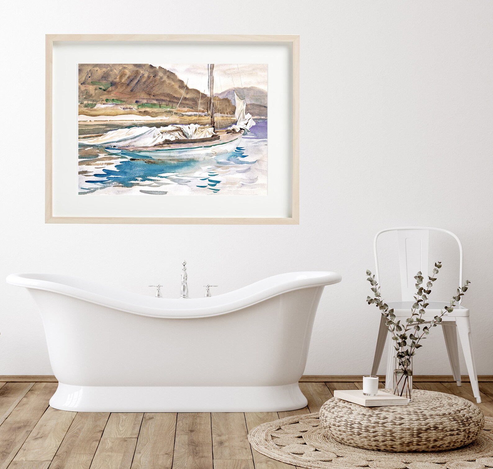 Printable Wall Art Coastal Watercolor Sailboat Print - Etsy