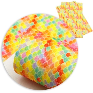 Fine Glitter Fish Scale Mermaid Thin Vinyl Leather Sheet For Bows Earrings Applique