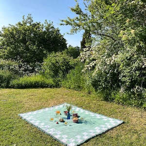 Recycled Cotton Blanket Throw Checkered Cactus Green image 3