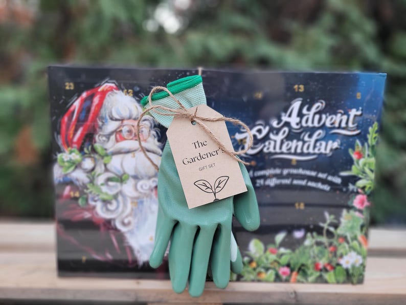 Garden Lover's Advent Seed Calendar Complete Gift Set - Seeds, Dirt, Tags, Spoon, Gloves, and Mini Greenhouse image 3