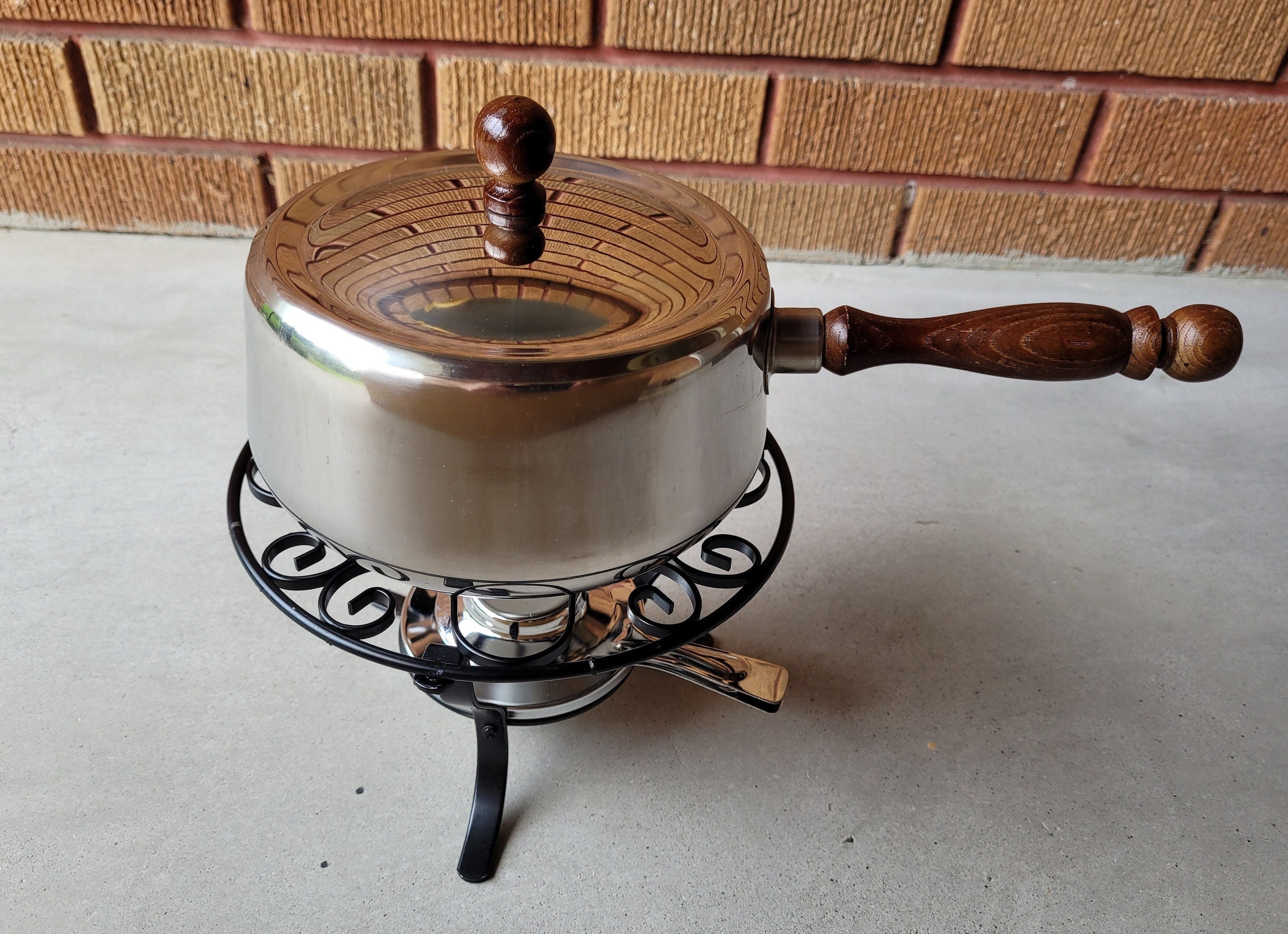 Swiss copper Stockli Netstal fuel burner warming stand stove for fondue pot  or chafing dish