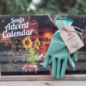 Garden Lover's Advent Seed Calendar Complete Gift Set - Seeds, Dirt, Tags, Spoon, Gloves, and Mini Greenhouse image 4
