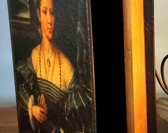 Renaissance Dutchess Faux Book Wooden Box, Victorian Home Decor and Secret Storage