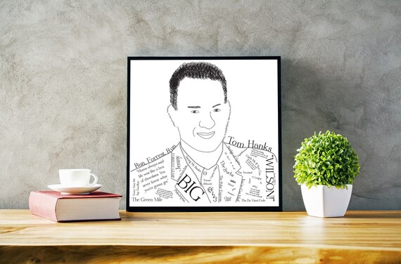 Tom Hanks Typography Portrait Etsy