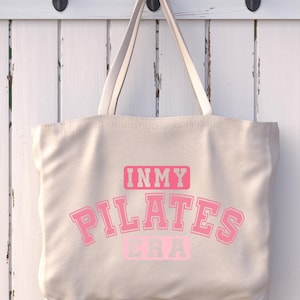 In my Pilates Era Tote bag coquette pink bow