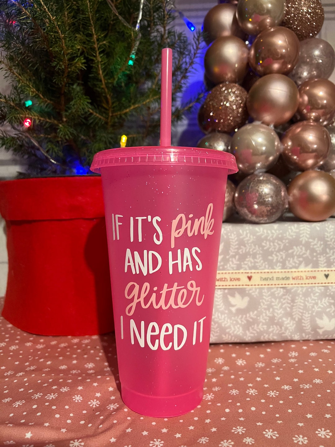 Pink Glitter Tumbler Etsy