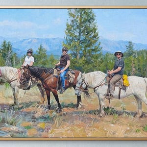 Kundenspezifisches Cowboy-Ölgemälde auf Leinwand vom Foto, impressionistisches Pferdeporträt, personalisiertes handgemaltes westliches Geschenk für ihn
