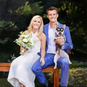 Portrait painting, Customized painting, Oil painting from photo, commissioned portrait, wedding painting from photo, couples gift