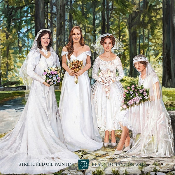 Custom wedding painting, Custom painting from photo to canvas, Oil painting portrait commission, wedding gift, wedding day portrait,