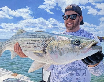 Retrato de pintura al óleo personalizado, Pinturas de pescador sobre lienzo personalizado, Regalo para papá lienzo, pintura personalizada sobre lienzo, regalo para marido