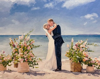 Portrait personnalisé de peinture à l'huile sur toile, portrait de mariage personnalisé sur toile à partir d'une photo, art personnalisé, cadeau de mariage, cadeau pour femme, cadeau pour mari