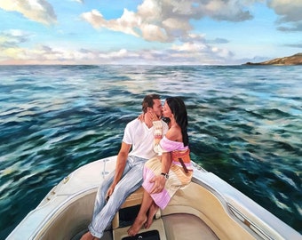 Custom painting from photo on canvas, Commission painting portrait, Commission painting couple, couples gift, anniversary gift