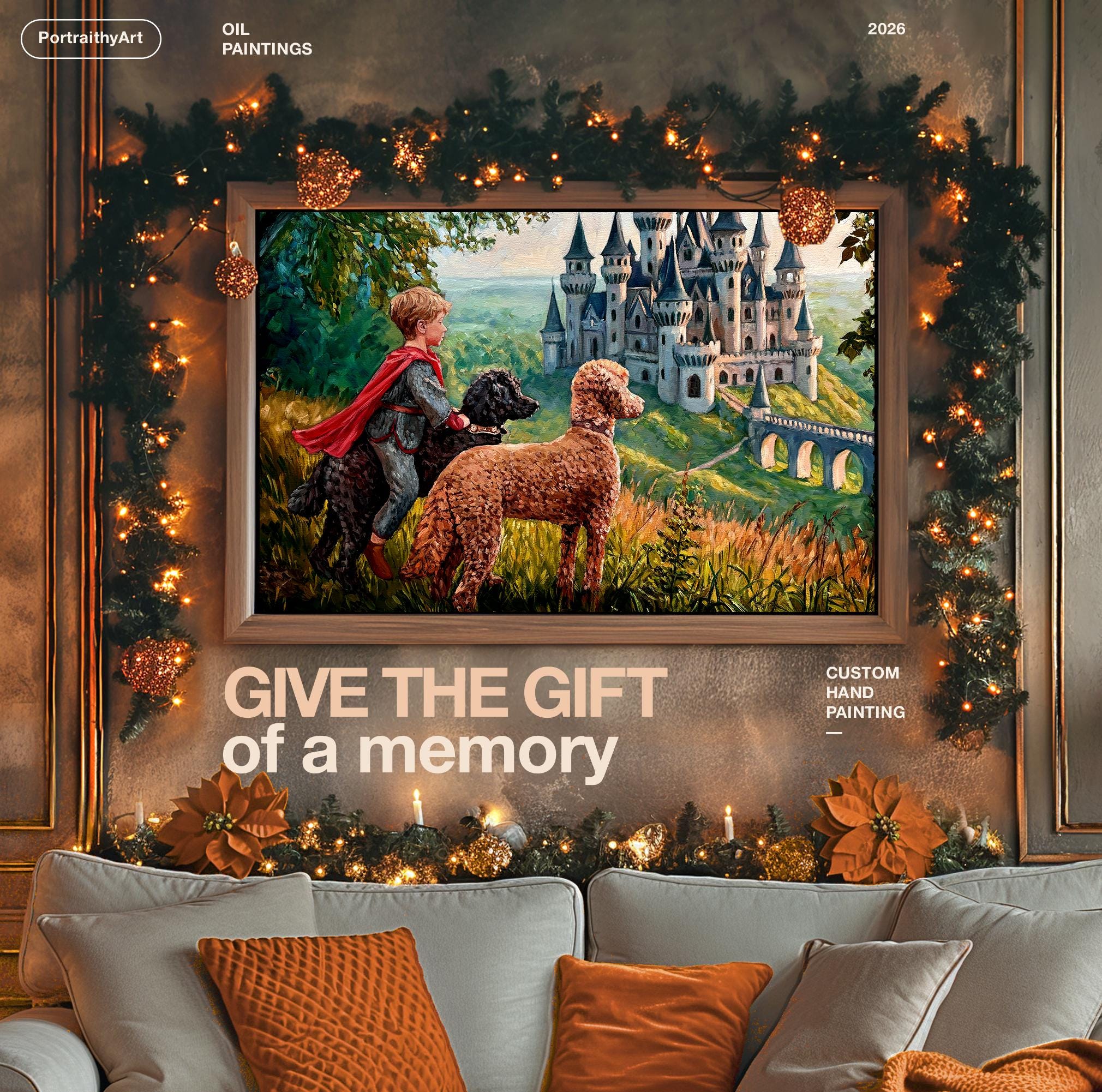 Custom Christmas Gift, Personalized Oil Painting on Canvas from Photo, Commission Wall Art Portrait Personalized Christmas Gift for Family