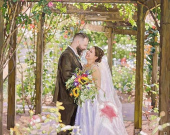 Custom Oil Portrait From Photo, Wedding Painting on Canvas, Couple Commission Artwork, Anniversary Gift for Wife or Husband