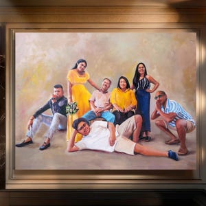 Custom oil painting portrait, Commissioned painting from photo, Custom family canvas painting, family gift, art gift for boss