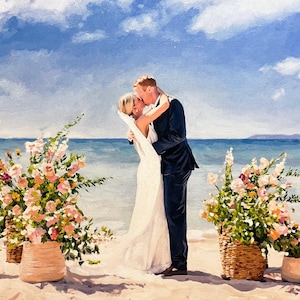 Retrato personalizado en óleo sobre lienzo, retrato de boda personalizado sobre lienzo a partir de una foto, arte personalizado, regalo de boda, regalo para esposa, regalo para esposo