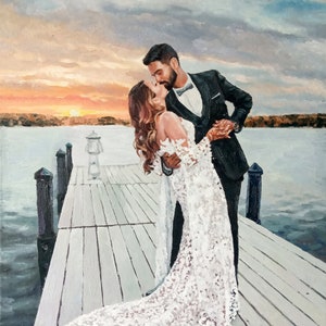 Commission painting from photo, Custom oil painting on canvas, Commission painting wedding, wedding anniversary gift, gifts for the couple