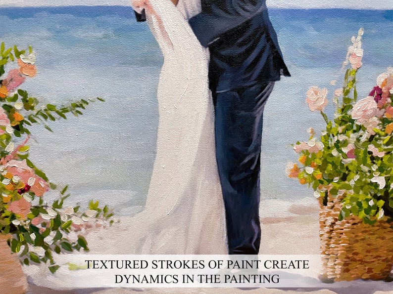 Custom oil painting portrait on canvas, Custom wedding portrait on canvas from photo, Custom art, wedding gift, gift for wife, husband gift zdjęcie 6