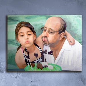 Custom paintings from photo, Custom oil on canvas portrait, Commission family portrait, gift for husband, dad to be gift