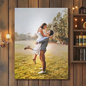 Custom 1st Anniversary Oil Portrait on Canvas from Photo, Commission Wall Art Couples Portrait Painting, Personalized Anniversary Gift