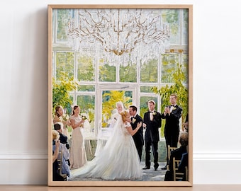 Retrato de boda por encargo a partir de una foto, pintura al óleo personalizada de pareja sobre lienzo, retrato pintado a mano, regalo de Navidad personalizado para el marido.