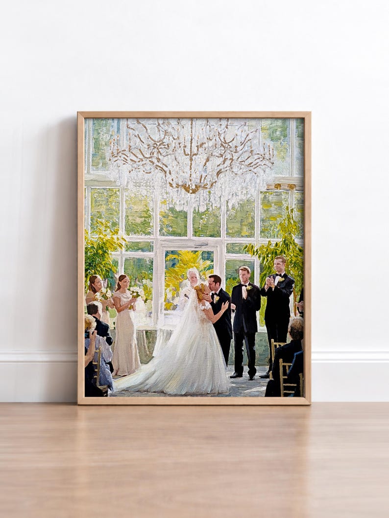 Commission Wedding Portrait from Photo, Custom Couple Oil Painting on Canvas, Hand Painted Portrait, Personalized Christmas Gift for Husband