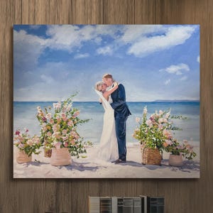 Aangepast olieverfportret op canvas, aangepast huwelijksportret op canvas van foto, aangepaste kunst, huwelijkscadeau, cadeau voor vrouw, cadeau man