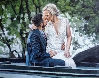 Custom oil paintings from photo, Custom portrait from photo oil, Wedding painted portrait commission, custom painting on canvas wedding