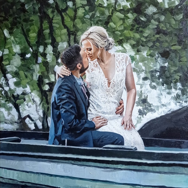 Custom oil paintings from photo, Custom portrait from photo oil, Wedding painted portrait commission, custom painting on canvas wedding