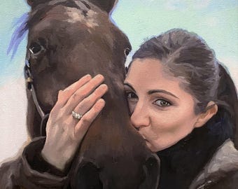 Ritratto dipinto a olio su commissione, dipinto a olio su tela su commissione, ritratto di donna dipinto a olio su tela, dipinto a olio per animali domestici, regalo per lei
