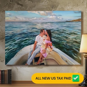 Custom painting from photo on canvas, Commission painting portrait, Commission painting couple, couples gift, anniversary gift