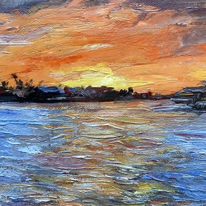Custom Landscape Painting from Photo Handmade Sunset Oil Portrait Commission Personalized Gift for Parents image 4