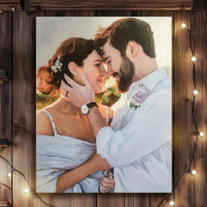 Custom oil portrait painting from photo on canvas, Custom couple portrait, Art commission, anniversary gift, couple gift, gift for her