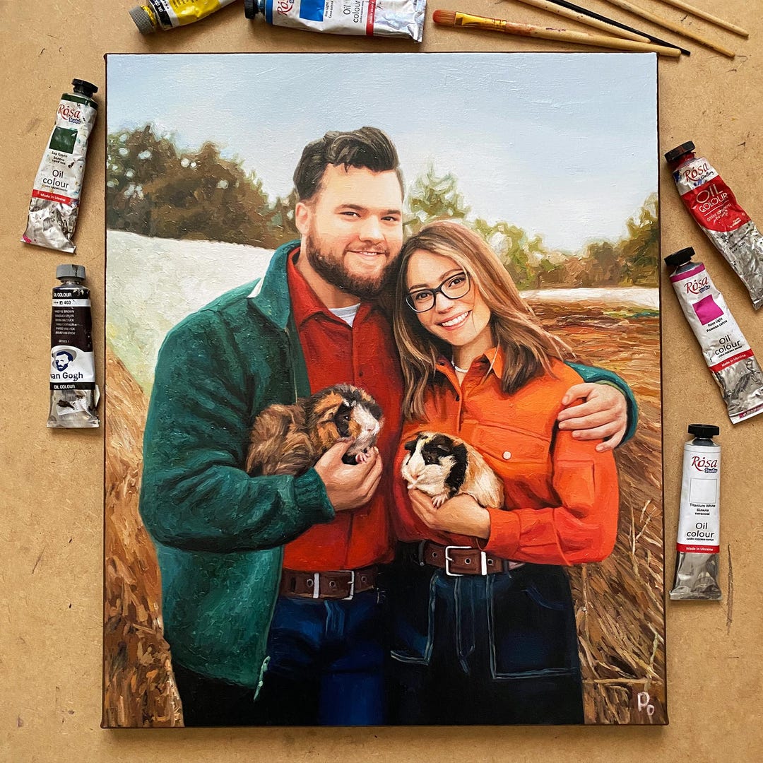 Custom Oil Painting From Photo, Personalized Couple Portrait on Canvas ...