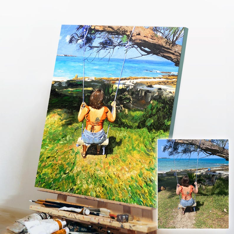 Custom Woman Portrait From Photo, Commission Oil Painting on Canvas ...