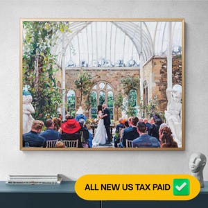 Custom Wedding Oil Painting on Canvas from Photo, Commission Bride and Groom Wall Art Portrait Personalized Gift for Couple